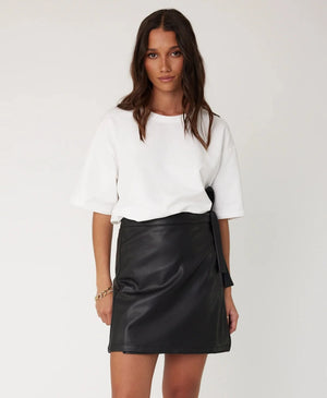 OCEANIA BLACK FAUX LEATHER SKIRT