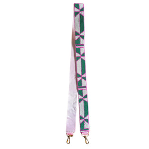 BEADED BAG STRAP - GREEN AZTEC