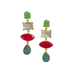 FIESTA PINK GREEN EARRING