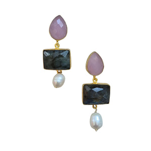 NATURAL STONE EARRING - PINK