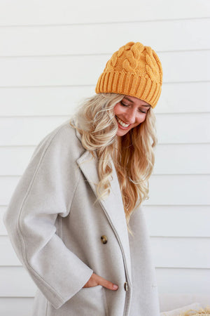 CLASSIC CHUNKY KNIT BEANIE - MUSTARD