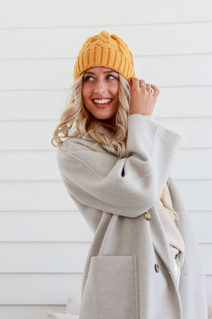 CLASSIC CHUNKY KNIT BEANIE - MUSTARD