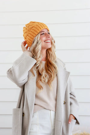 CLASSIC CHUNKY KNIT BEANIE - MUSTARD