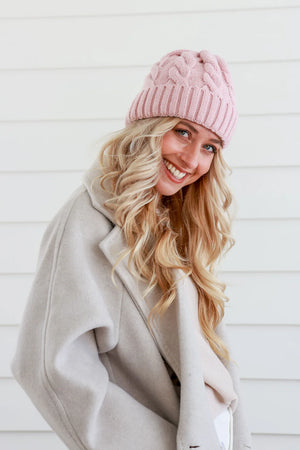CLASSIC CHUNKY KNIT BEANIE - PINK
