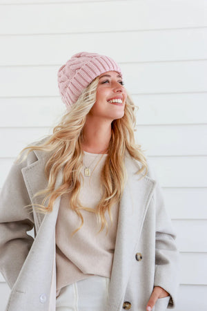 CLASSIC CHUNKY KNIT BEANIE - PINK