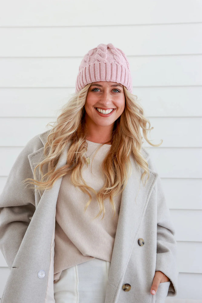 CLASSIC CHUNKY KNIT BEANIE - PINK