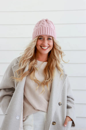 CLASSIC CHUNKY KNIT BEANIE - PINK