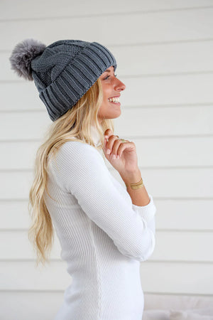 CLASSIC POM BEANIE - CHARCOAL