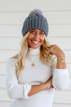 CLASSIC POM BEANIE - CHARCOAL