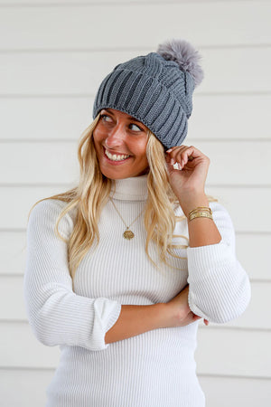 CLASSIC POM BEANIE - CHARCOAL