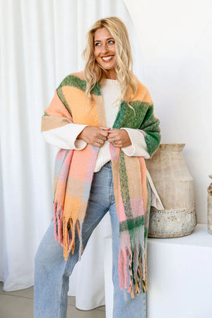 ELSIE SCARF - APRICOT CHECK