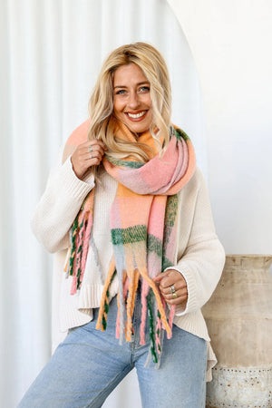 ELSIE SCARF - APRICOT CHECK