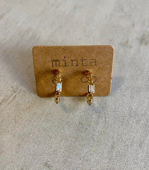 LINK & CZ HOOP GOLD EARRING