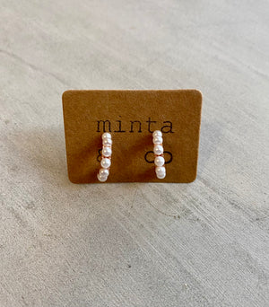 7 PEARL HOOP ROSE GOLD STUD EARRING