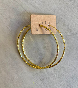 DIAMOND CUT HOOP GOLD EARRING - 60MM