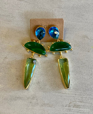 GREEN BLUE DROP EARRING