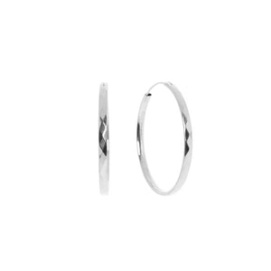 HOOP EDGE SILVER EARRING - 40MM