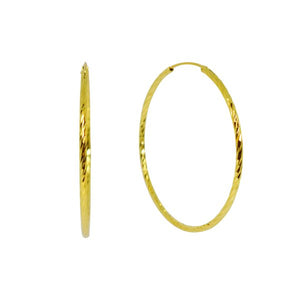 DIAMOND CUT HOOP GOLD EARRING - 50MM