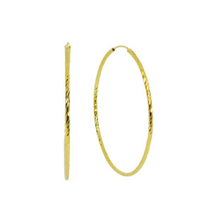 DIAMOND CUT HOOP GOLD EARRING - 60MM