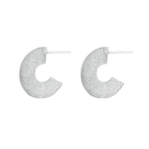 FLAT C SILVER HOOP EARRING
