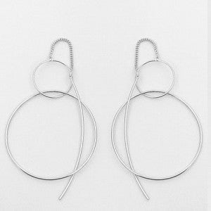 THREAD CIRCLES SILVER EARRING