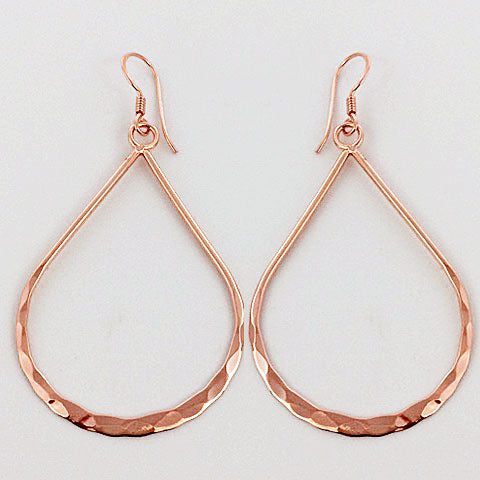 HAMMERED HOLLOW TEARDROP ROSE GOLD EARRINGS