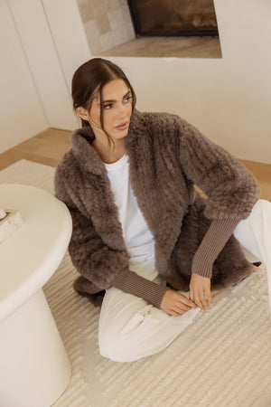 SUTTI FAUX FUR JACKET - TAUPE