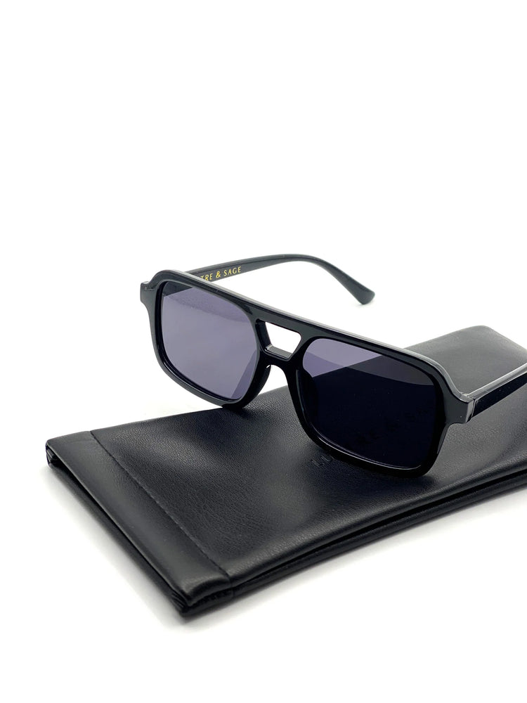 L&S AVIATOR BLACK SUNGLASSES