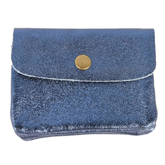 MAISON FANLI- COIN PURSE - METALLIC BLUE JEANS