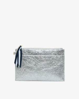 NEW YORK COIN PURSE - SILVER CRINKLE