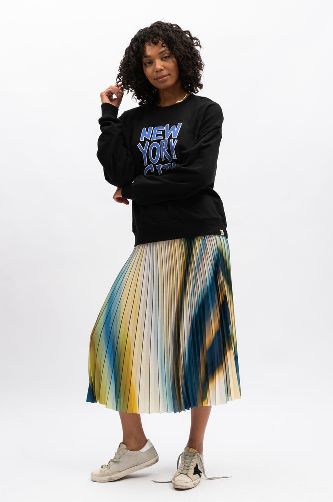 LILIAN PLEAT SKIRT - AZURE MULTI