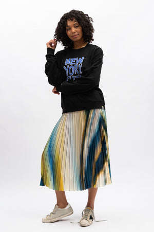 LILIAN PLEAT SKIRT - AZURE MULTI