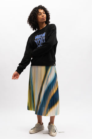 LILIAN PLEAT SKIRT - AZURE MULTI
