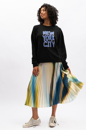LILIAN PLEAT SKIRT - AZURE MULTI
