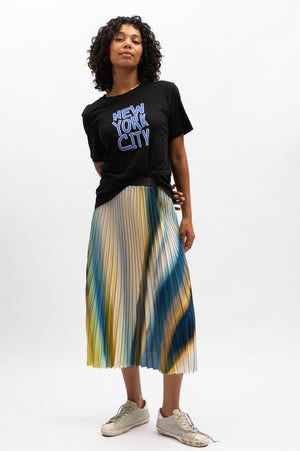 LILIAN PLEAT SKIRT - AZURE MULTI