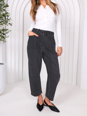 LEO BARREL JEANS - BLACK