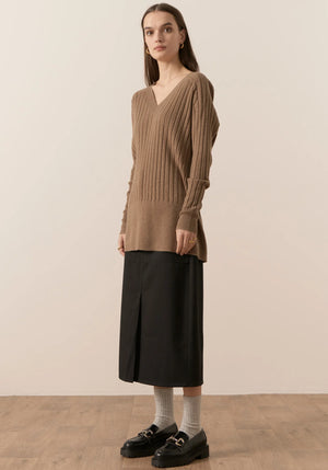 VIDAL V-NECK KNIT - CEDAR