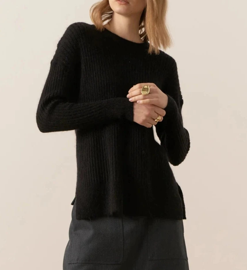 FITCH RIBBED KNIT - BLACK