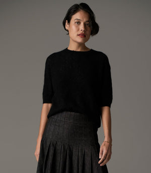 ASTRID TEE POINTELLE - BLACK