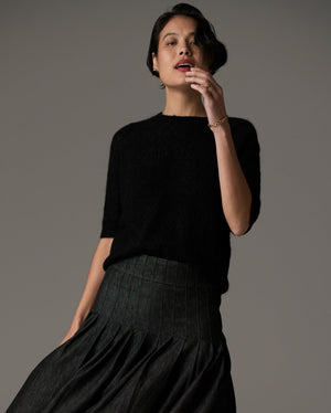ASTRID TEE POINTELLE - BLACK