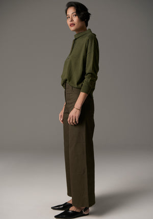 LAUREN WIDE LEG JEAN - KHAKI