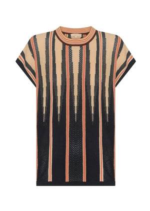 TEDD KNIT TEE - INK & CAMEL