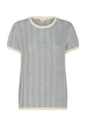 JULES KNIT TEE - BLUE & IVORY