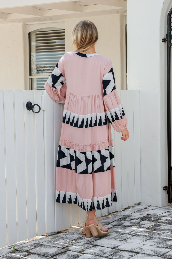 BELLA DRESS - BLUSH & BLACK