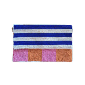 STRIPE BEADED CLUTCH BAG