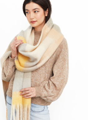 NICOLE FLUFFY SCARF - YELLOW
