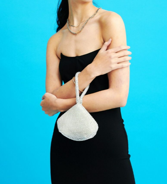 JADA DIAMANTÉ WRISTLET BAG - SILVER