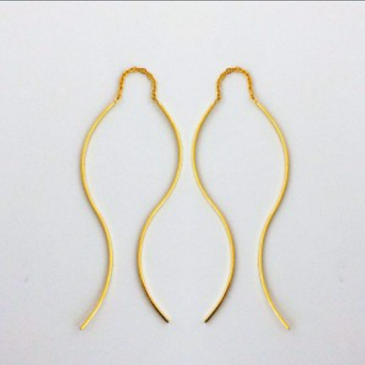 THREAD CURVES GOLD EARRINGS