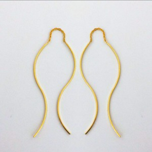 THREAD CURVES GOLD EARRINGS