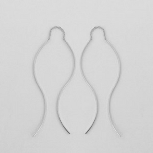 THREAD CURVES SILVER EARRINGS